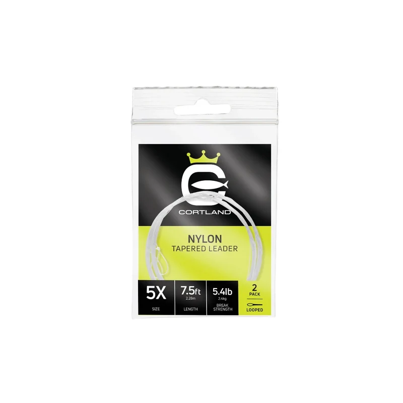 Cortland Nylon-Vorfach, konisch, 2er-Pack, transparent, 3,66 m (12 Fuß), mit Schlaufe