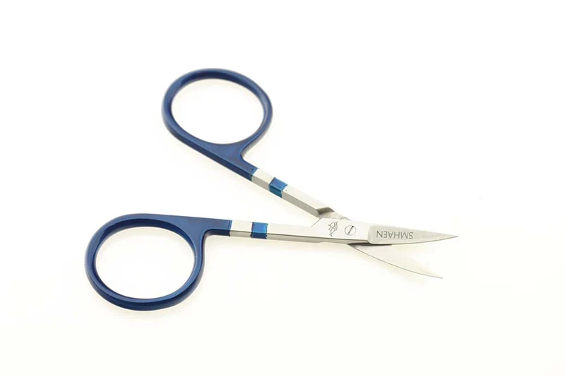Gebogene Schere, 4 Zoll, feine Klingen aus Wolframkarbid, blau