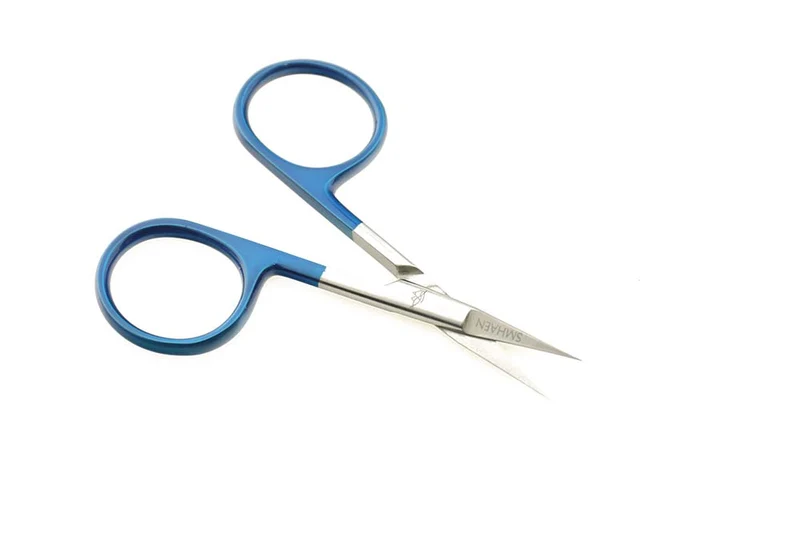 Gerade Schere, 4 Zoll, feine Klinge aus Wolframkarbid, blau
