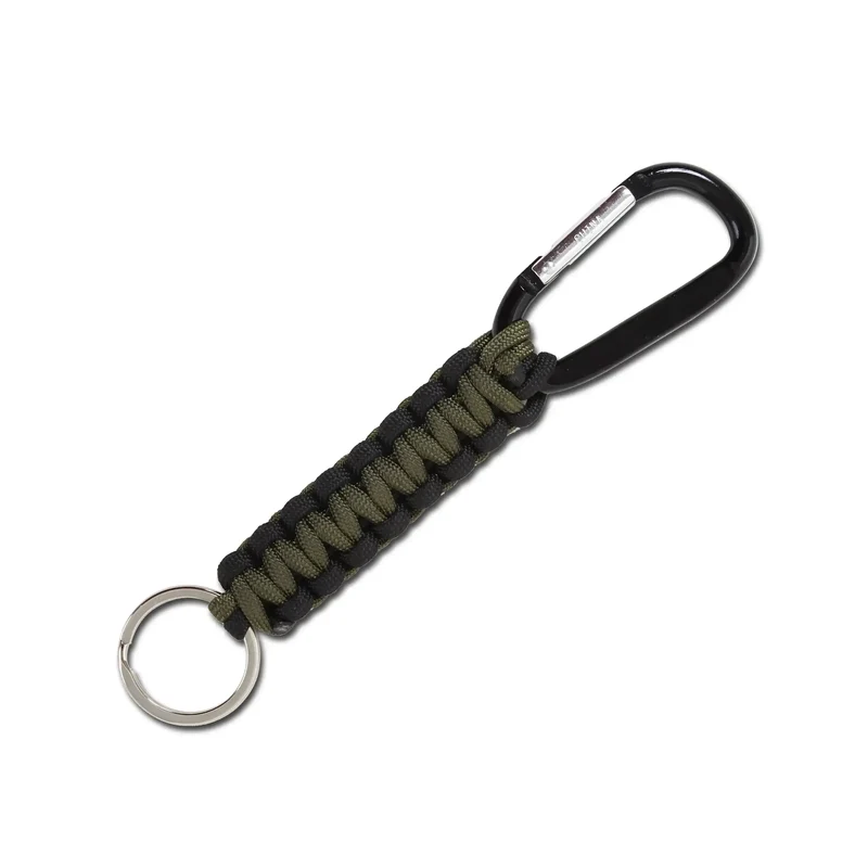 Fallschirmleinen-Schlüsselanhänger mit Karabiner schwarz