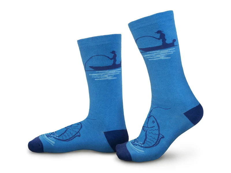 Delphin Fishing Socken Gr. 41-46 | Komfortable Baumwoll-Socken für Angler