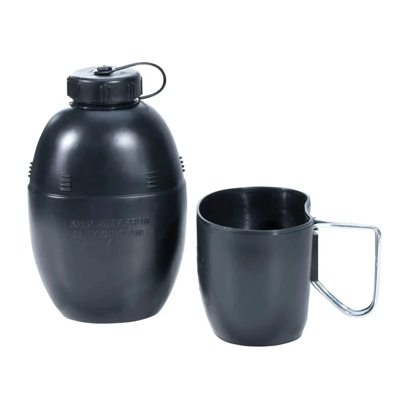 Wasserflasche mit Becher schwarz