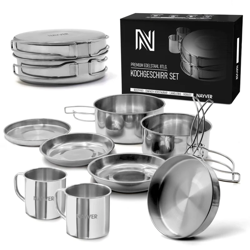 NAYVER Kochset - Outdoor Töpfe, Pfannen & Tassen