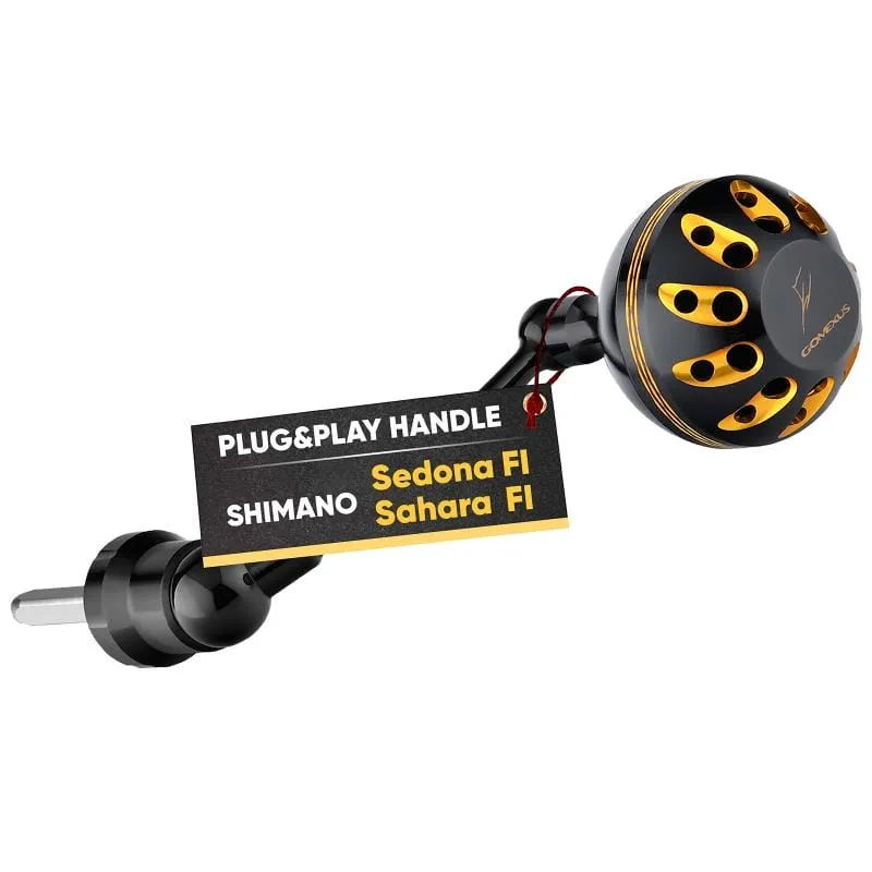 Gomexus Aluminium Handle 57 mm mit 35 mm Power Knob für Shimano Spinnrollen | Lock-Type Kurbelarm Upgrade