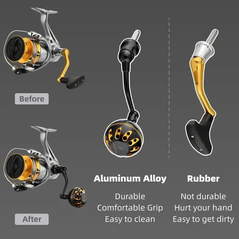 Gomexus Aluminium Handle 57 mm mit 35 mm Power Knob für Shimano Spinnrollen | Lock-Type Kurbelarm Upgrade