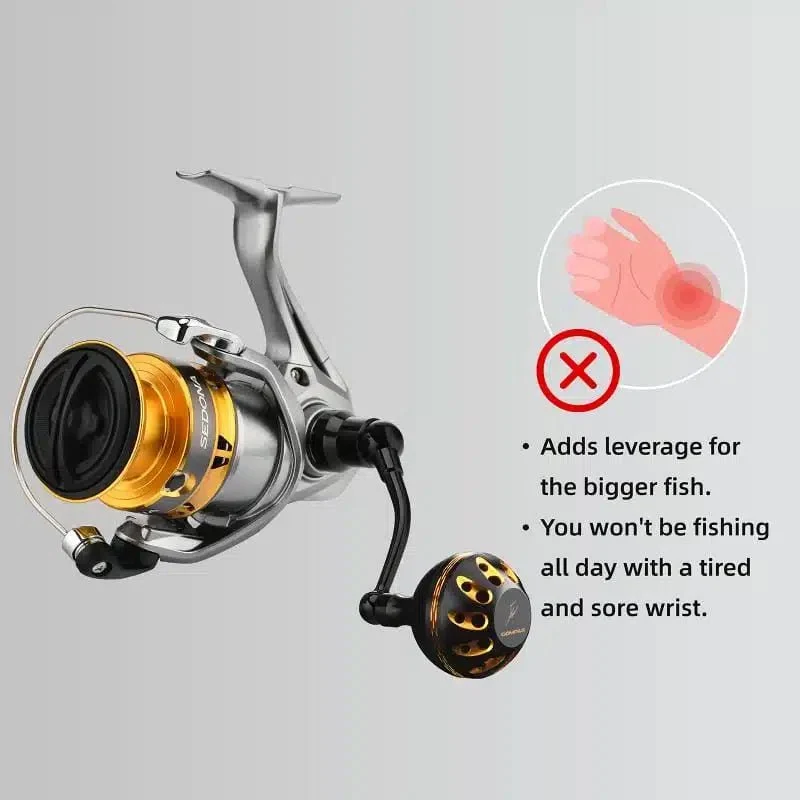 Gomexus Aluminium Handle 57 mm mit 35 mm Power Knob für Shimano Spinnrollen | Lock-Type Kurbelarm Upgrade