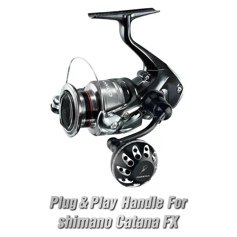 Gomexus Aluminium Handle 57 mm mit 35 mm Power Knob für Shimano Spinnrollen | Lock-Type Kurbelarm Upgrade