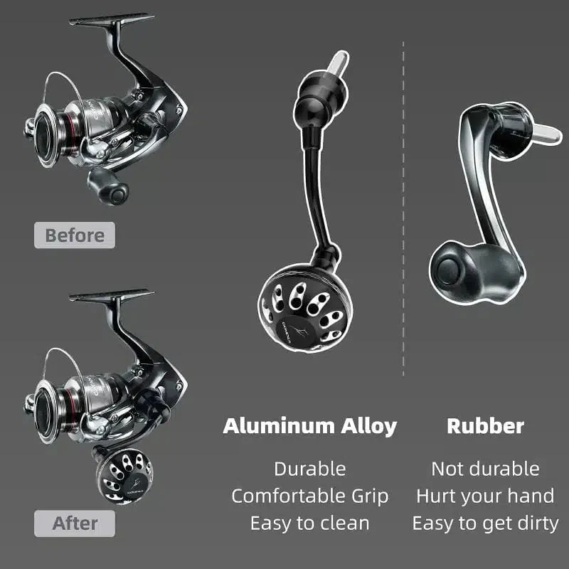 Gomexus Aluminium Handle 57 mm mit 35 mm Power Knob für Shimano Spinnrollen | Lock-Type Kurbelarm Upgrade