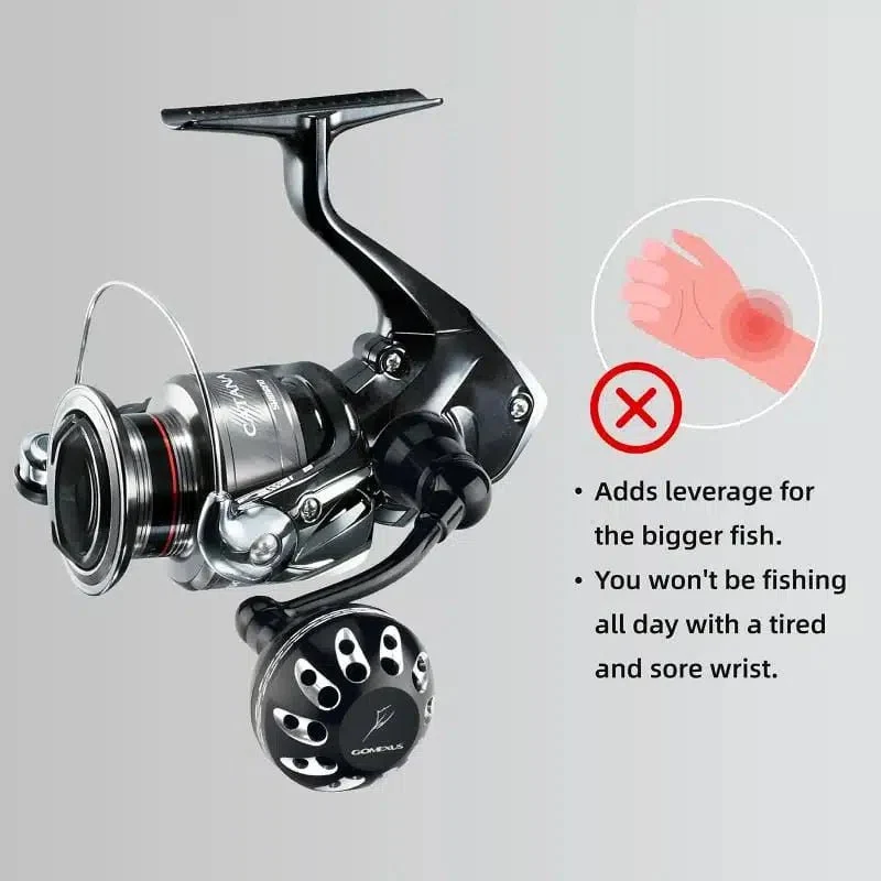 Gomexus Aluminium Handle 57 mm mit 35 mm Power Knob für Shimano Spinnrollen | Lock-Type Kurbelarm Upgrade