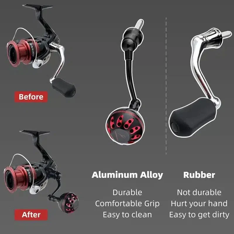 Gomexus Aluminium Handle 57 mm mit 35 mm Power Knob für Shimano Spinnrollen | Lock-Type Kurbelarm Upgrade