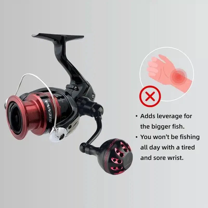 Gomexus Aluminium Handle 57 mm mit 35 mm Power Knob für Shimano Spinnrollen | Lock-Type Kurbelarm Upgrade