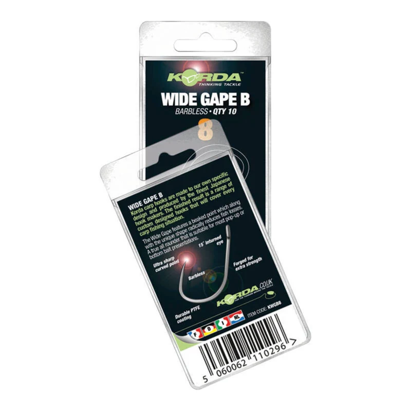 Korda Wide Gape Barbless Haken Gr. 4 (10 Stk.)
