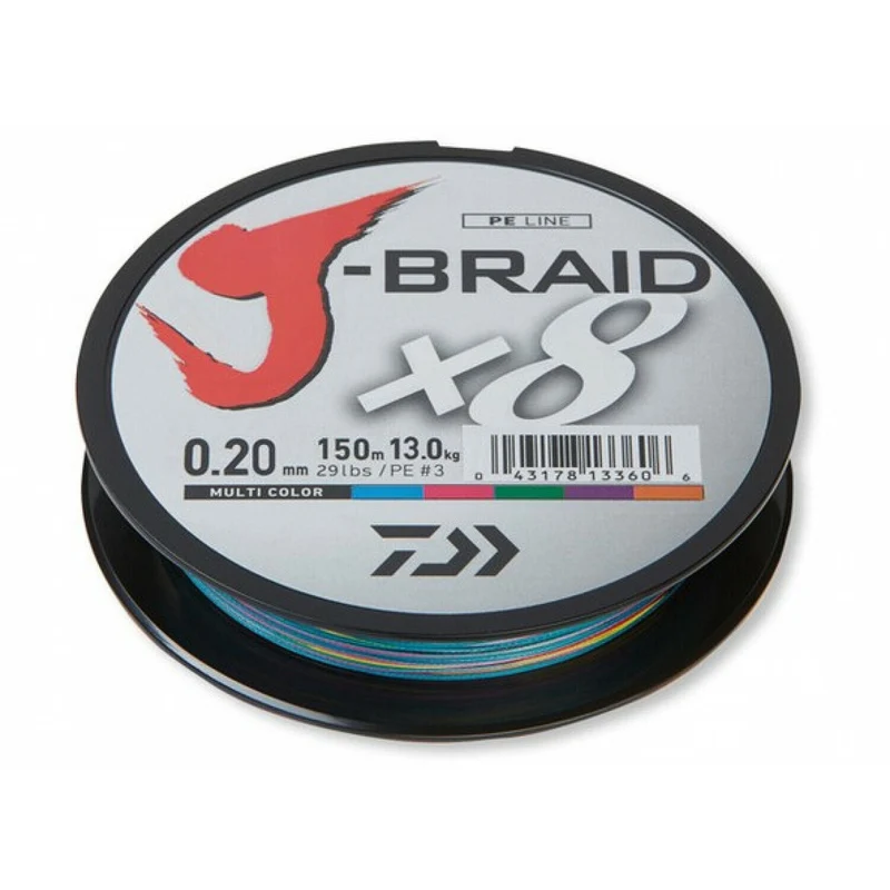 Daiwa J-Braid X8 150m 300m Meter verschiedene Stärken Geflochtene Multicolor
