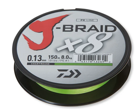 Daiwa J-Braid X8 150m 300m Meter verschiedene Stärken Geflochtene chartreuse