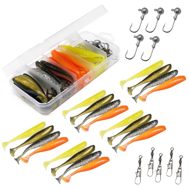 Zander Jig Komplettset mit Rute Rolle Schnur Gummifischen und Vorfach