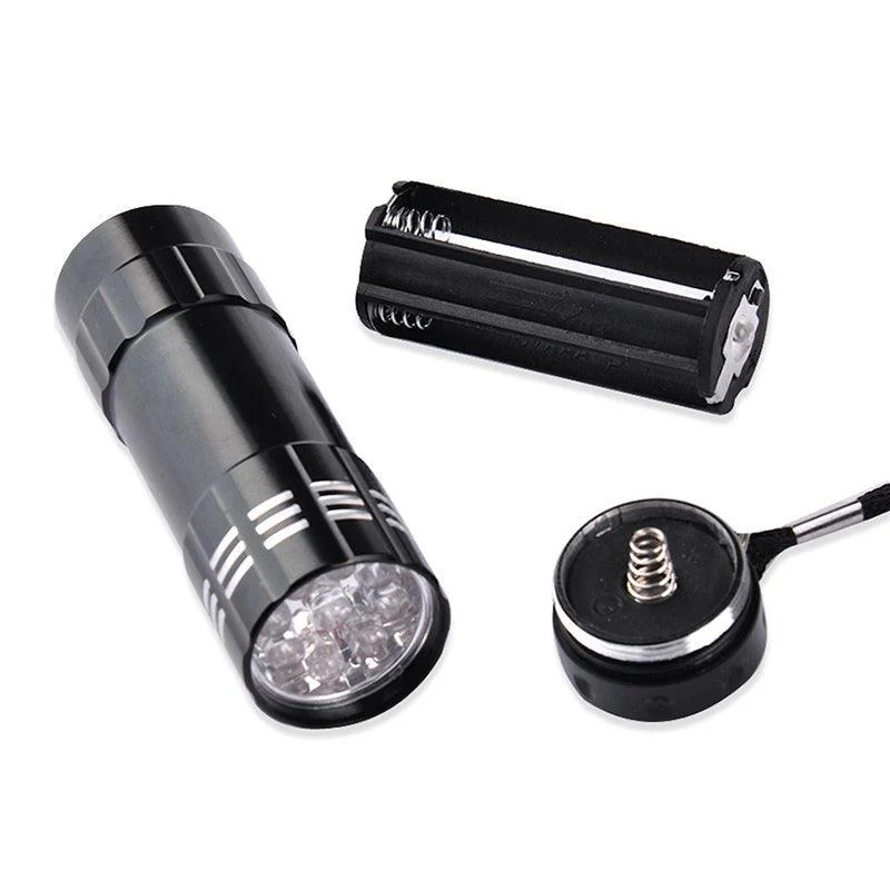 Aluminium 9 LED UV Schwarzlicht Leuchte 5er SET - Outdoor Taschenlampe Prüflampe
