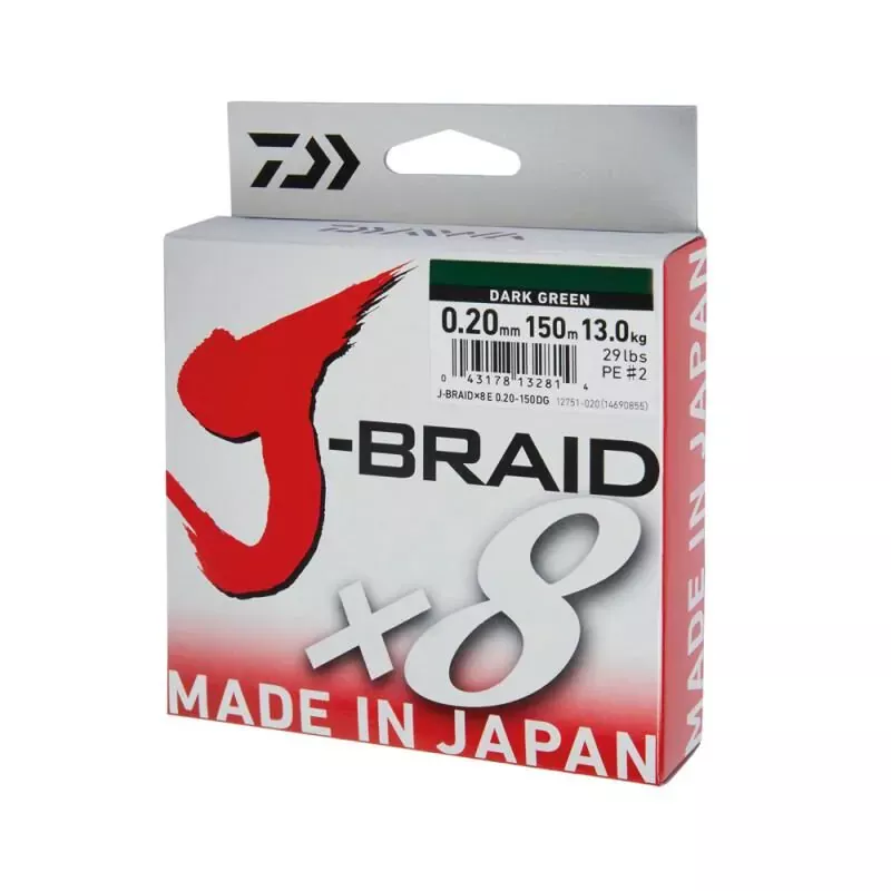 Daiwa J-Braid X8 300m Dunkelgrün – 8-fach geflochtene Japan-Schnur