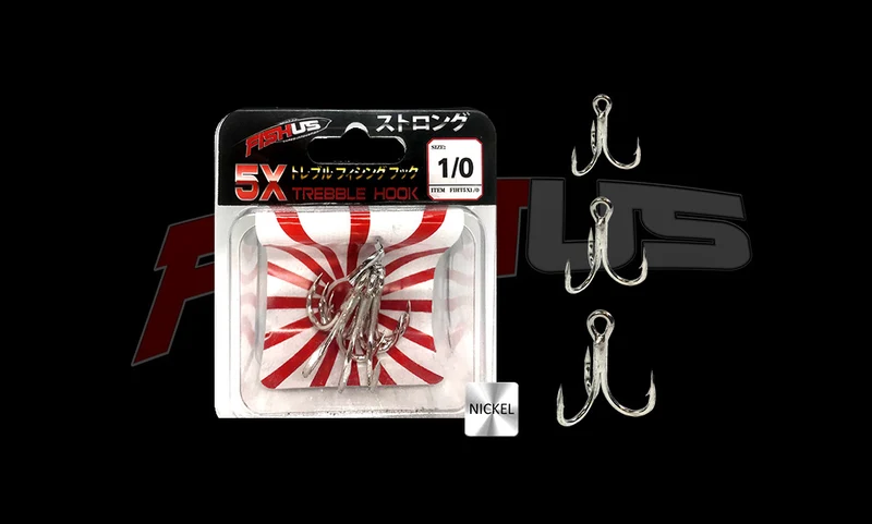 Fishus Hook Treble 5X | Verstärkter Drilling | 5-fach Stark | Salzwasserfest