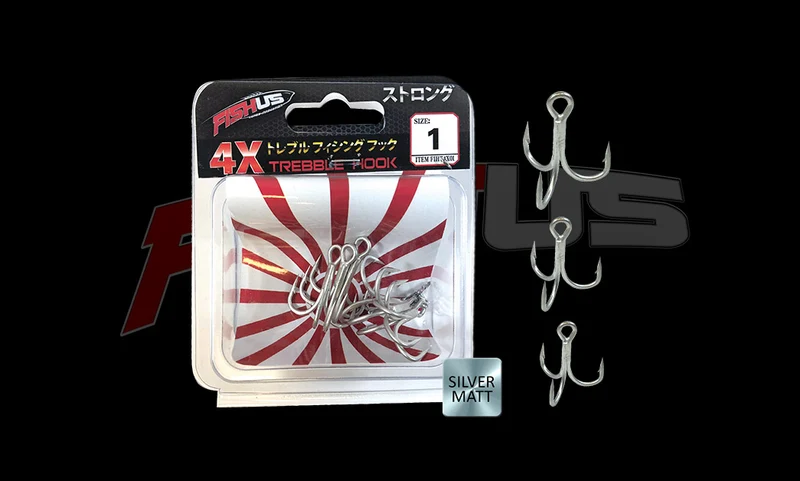 Fishus Hook Treble 4X | Verstärkter Drilling | 4-fach Stark | Salzwasserfest