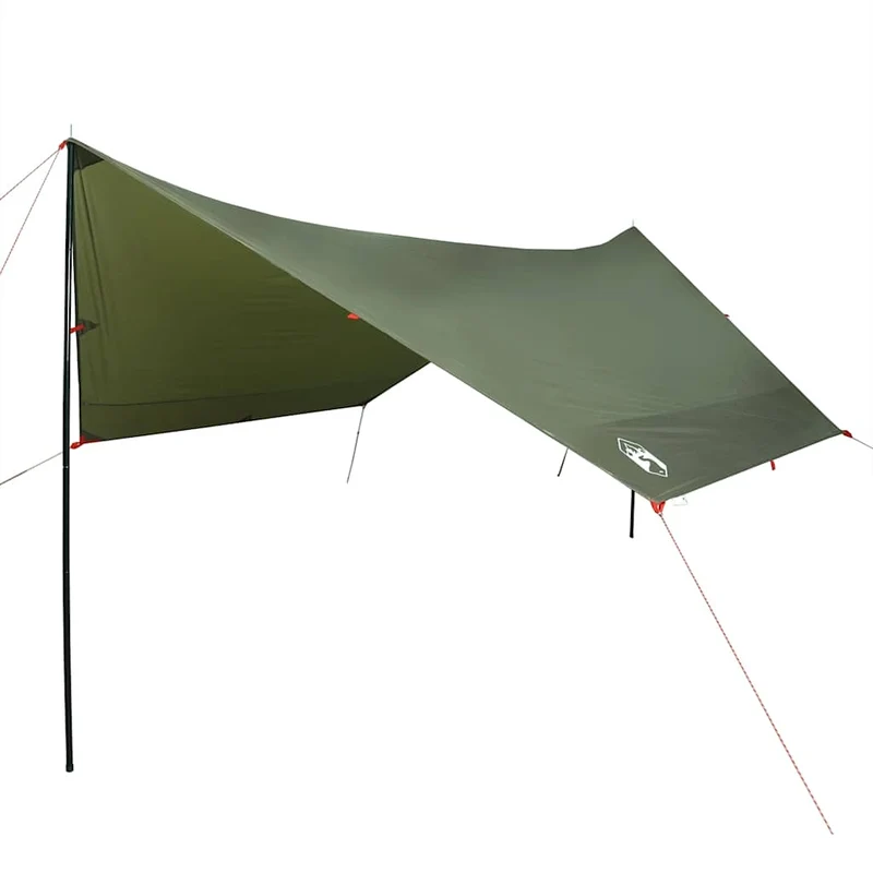 Tarp mit Stangen Olivgrün 462x306x211 cm Wasserdicht Outdoor Regenschutz Sonnenschutz