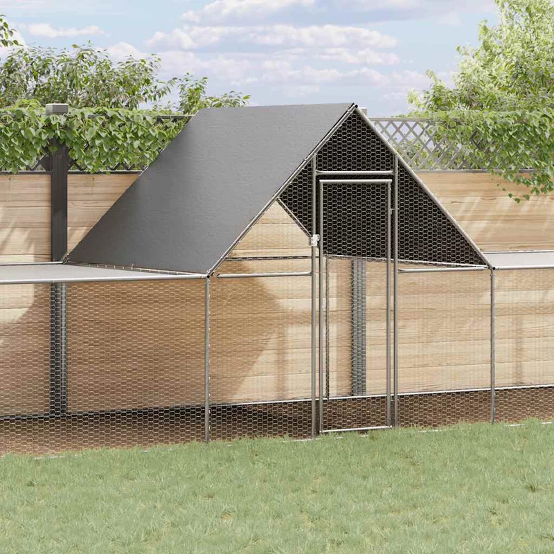 Hühnerkäfig Hühnerstall Stahl 10 x 2 x 2m Auslauf Freigehege Tierkäfig Geflügelstall