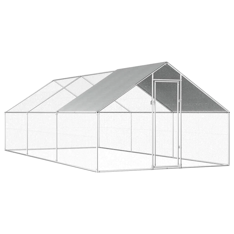 Hühnerkäfig Hühnerstall Stahl 2,75 x 6 x 1,92 m Auslauf Freigehege Tierkäfig Geflügelstall