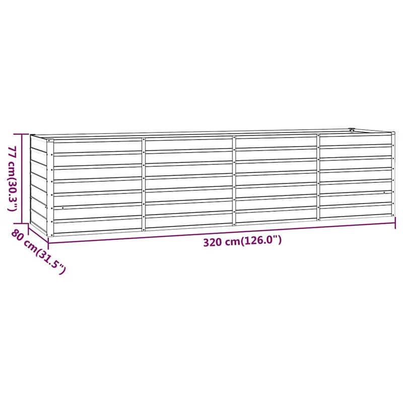 Hochbeet 320x80x77 cm Cortenstahl rostig Pflanzbeet Pflanzkasten