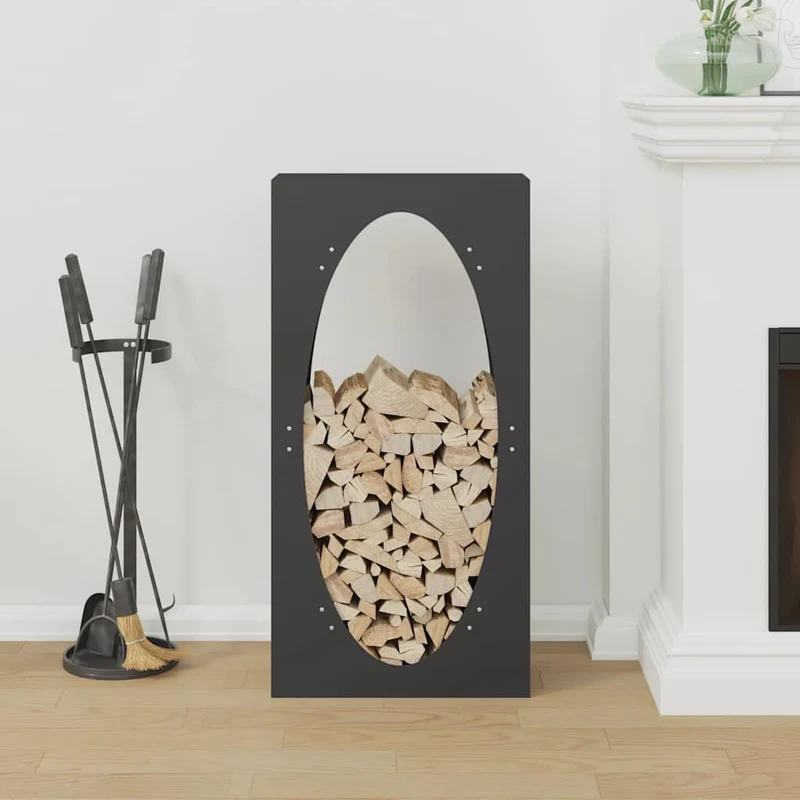 Brennholzregal Schwarz 50x23x100 cm Kaltgewalzter Stahl Feuerholzständer