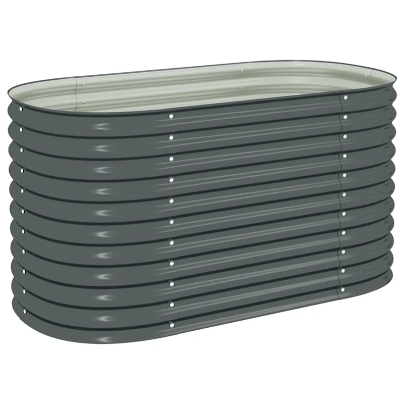 Garten-Hochbeet 160x80x81 cm Verzinkter Stahl Anthrazit Pflanzkübel oval