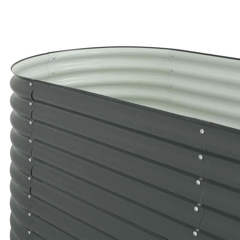Garten-Hochbeet 160x80x81 cm Verzinkter Stahl Anthrazit Pflanzkübel oval