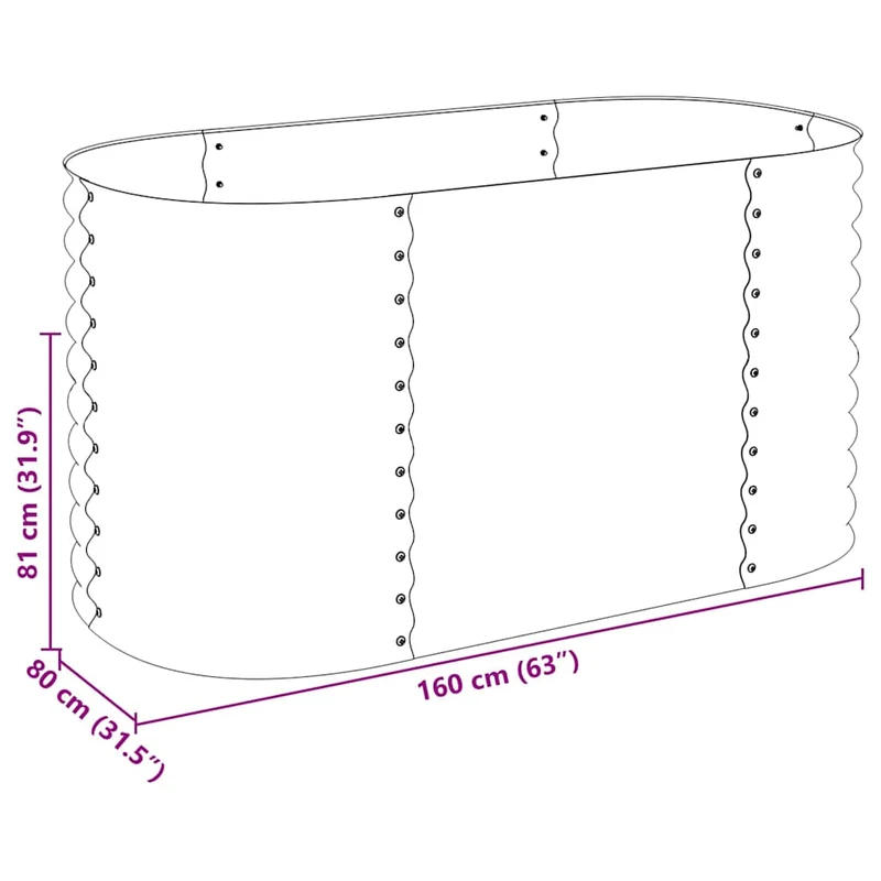 Garten-Hochbeet 160x80x81 cm Verzinkter Stahl Anthrazit Pflanzkübel oval