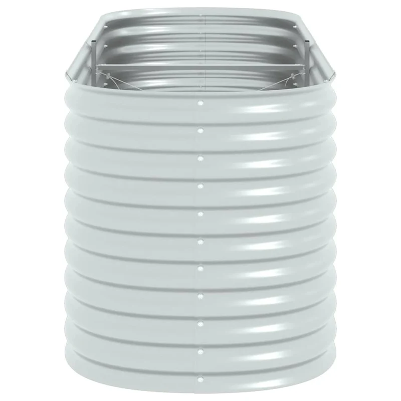 Garten-Hochbeet 240 x 80 x 81 cm Verzinkter Stahl Silbern Pflanzkasten oval