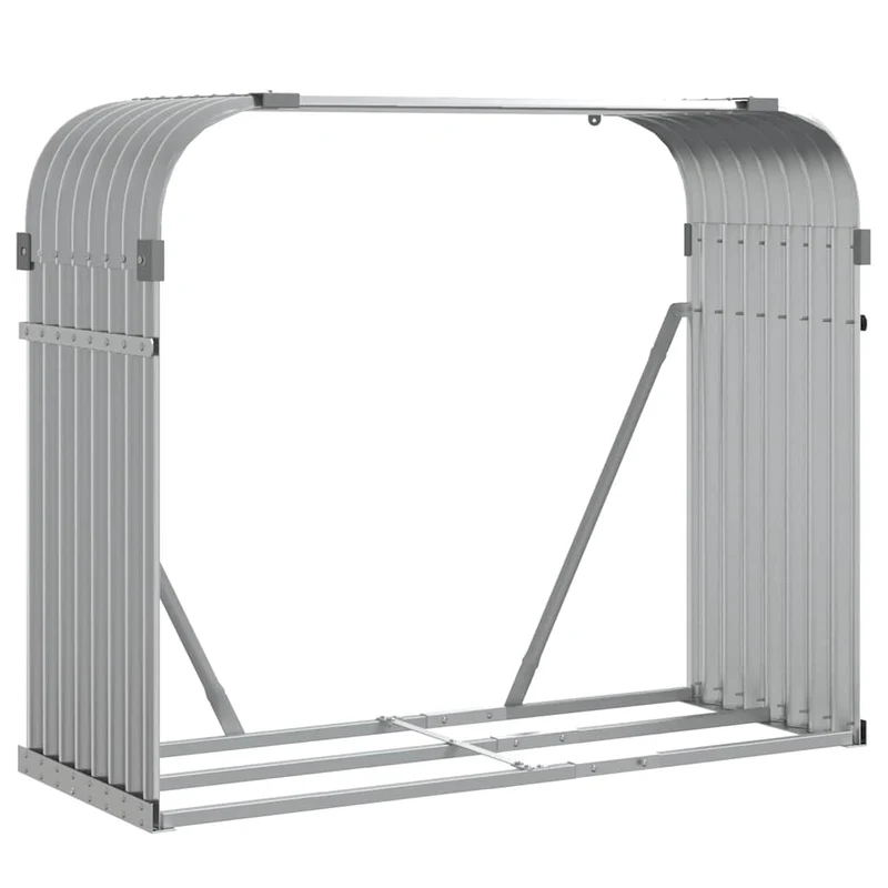 Brennholzunterstand Grau 120x45x100 cm Verzinkter Stahl Holzlager außen