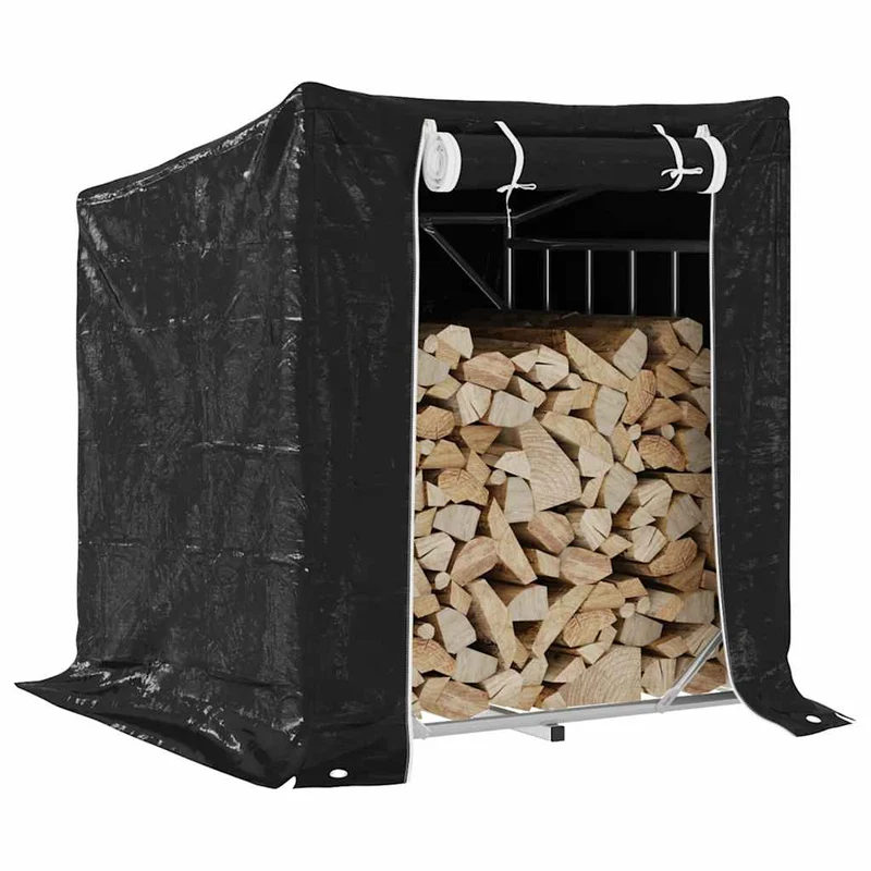 Brennholzregal mit Regenschutz 100x100x111 cm Holzlager Feuerholzständer