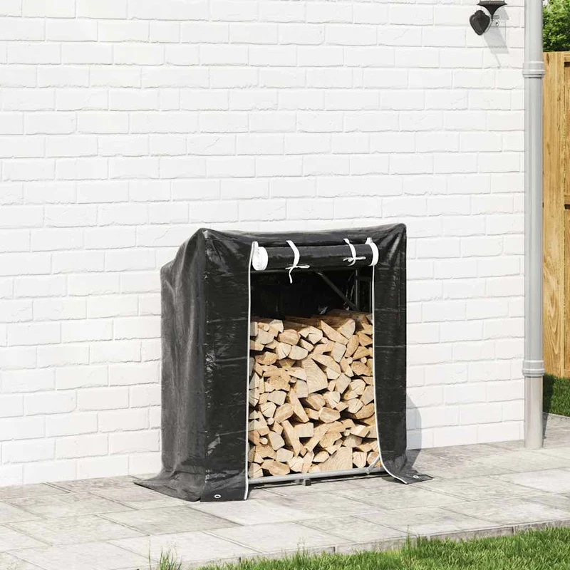 Brennholzregal mit Regenschutz 100,5x40,5x110,5 cm Holzlager Feuerholzständer