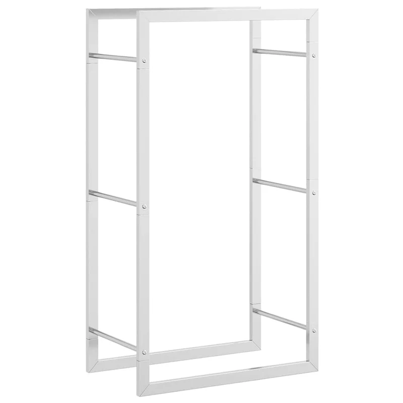 Brennholzregal Edelstahl Metallregal Silber 50x28x94 cm Kaminholzlager Feuerholzständer