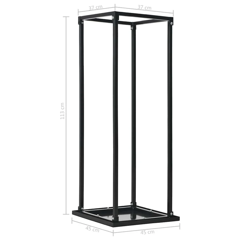 Brennholzregal Stahl Schwarz 37 x 37 x 113 cm Kaminholzlager Feuerholzhalter Boden