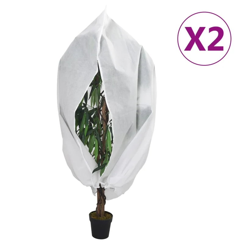 Wintervlies mit Reißverschluss 2 Stk. 70 g/m² 1x1,55 m Frostschutz Gartenvlies Pflanzenschutz