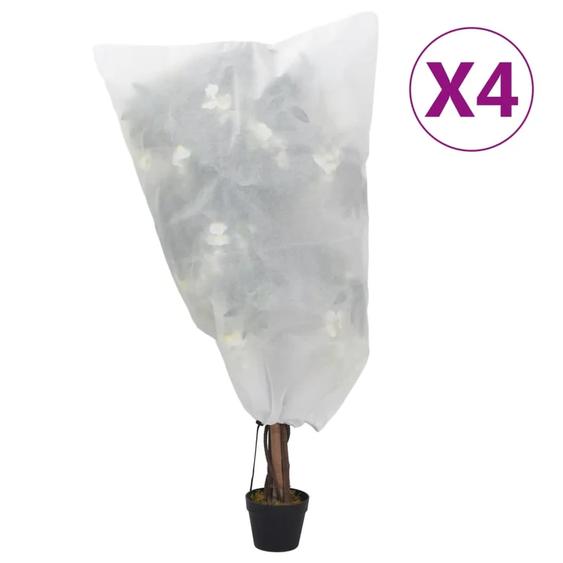 Wintervlies mit Kordelzug 4 Stk. 70 g/m² 0,8x0,8 m Frostschutz Gartenvlies Pflanzenschutz