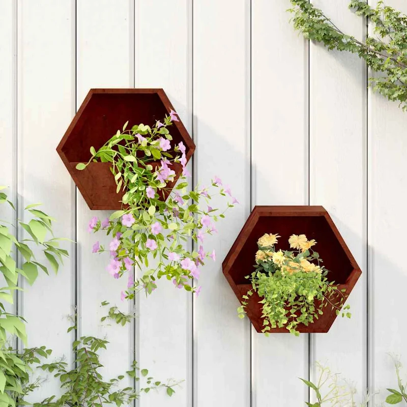 Wand-Pflanzkübel 2 Stk. Rostig Cortenstahl 30x10x25 cm Blumentopf