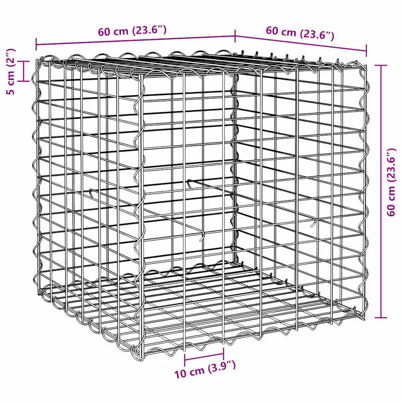 Gabionen Würfel Stahldraht 60x60x60 cm Steinkorb Gartenzaun Element Mauer Wand