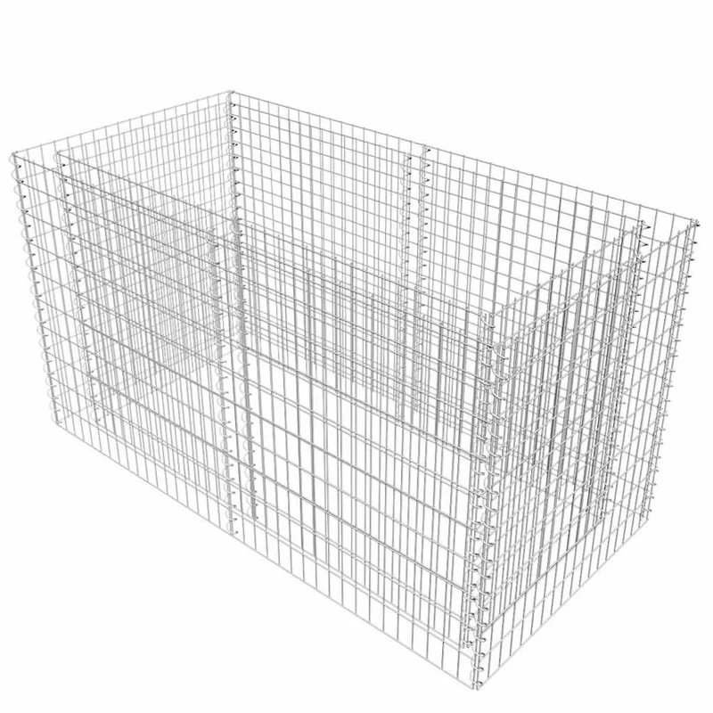 Gabionen Hochbeet Stahl 180×90×100 cm Silbern Pflanzkorb Steinkorb