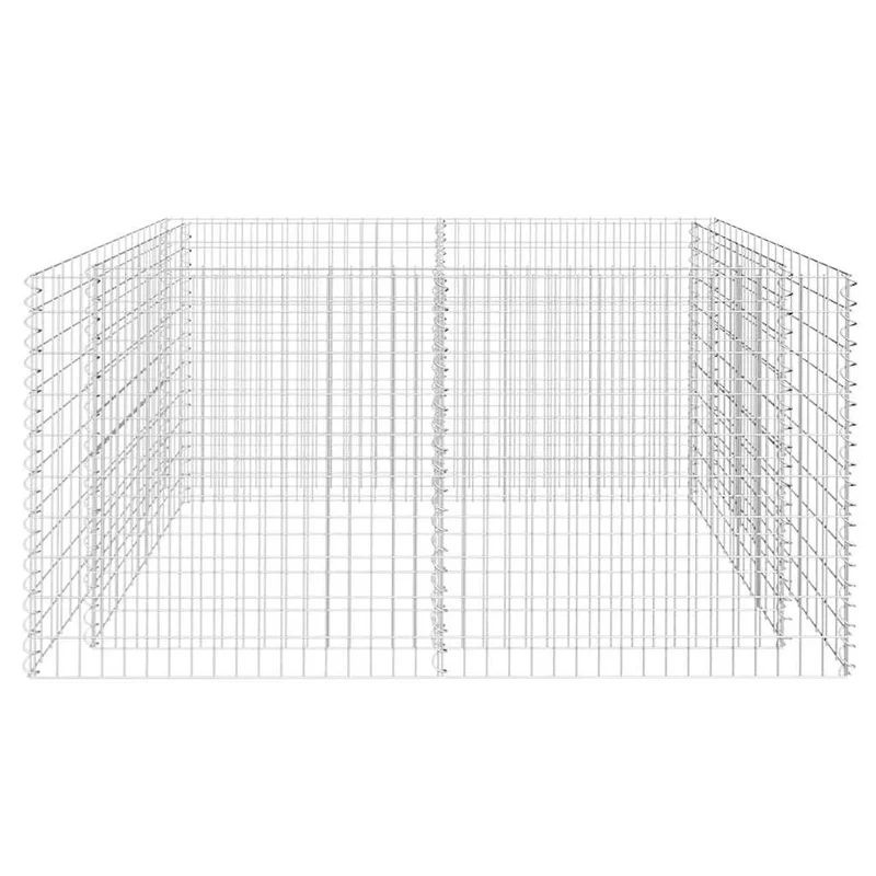 Gabionen Hochbeet Stahl 180×90×100 cm Silbern Pflanzkorb Steinkorb