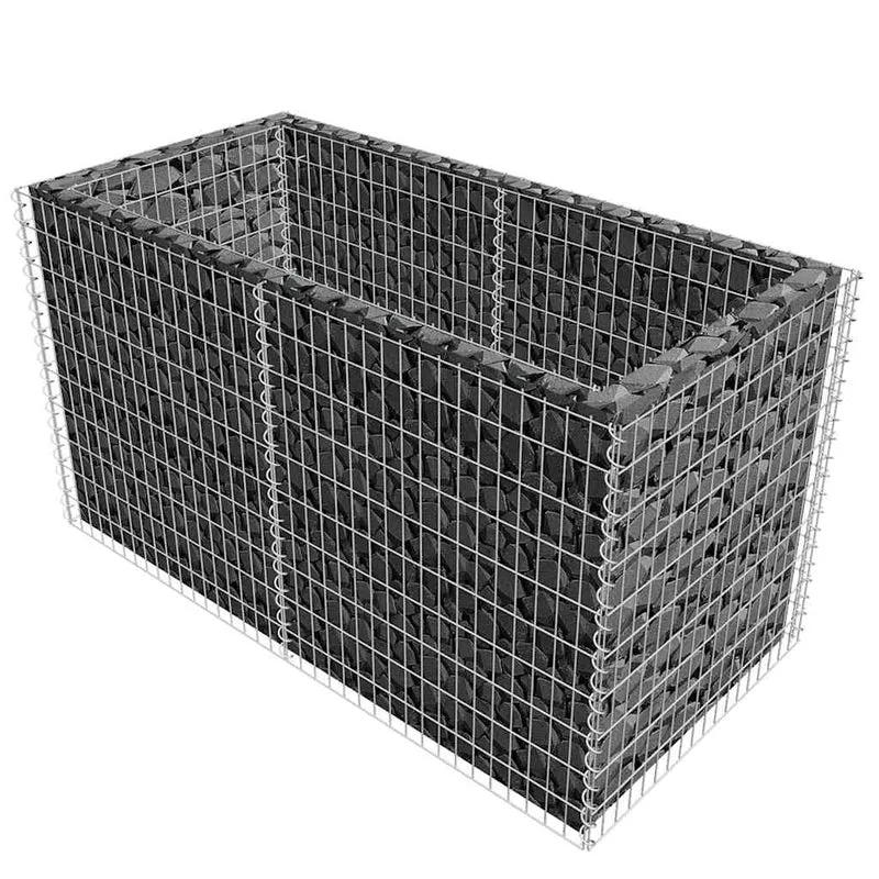 Gabionen Hochbeet Stahl 180×90×100 cm Silbern Pflanzkorb Steinkorb