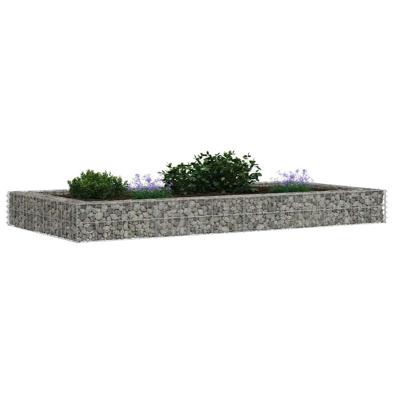 Gabionen-Hochbeet Verzinkter Stahl 200x100x20 cm Steinkorb Grau Silber