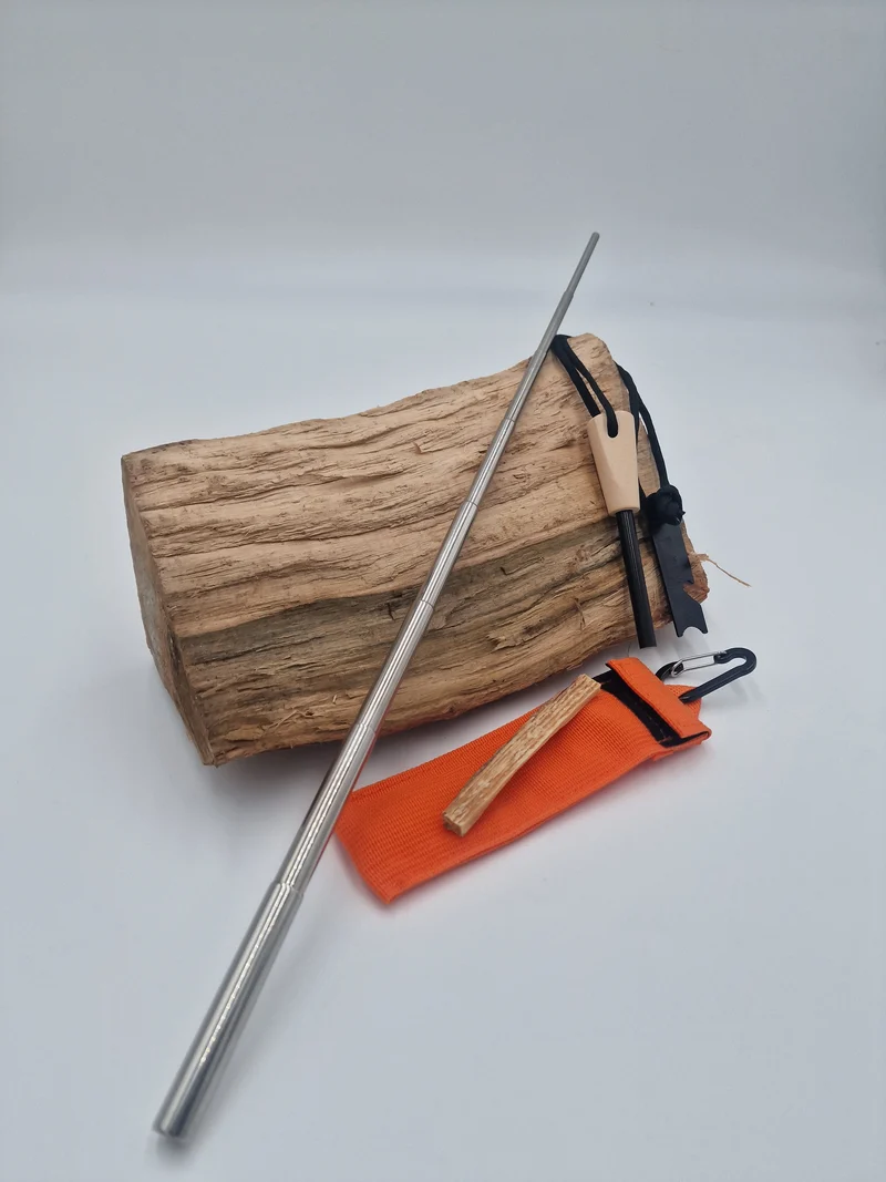 Feuerstarter Set Feuerstahl 7 cm Magnesium Survival Outdoor Bushcraft Camping 4-tlg.