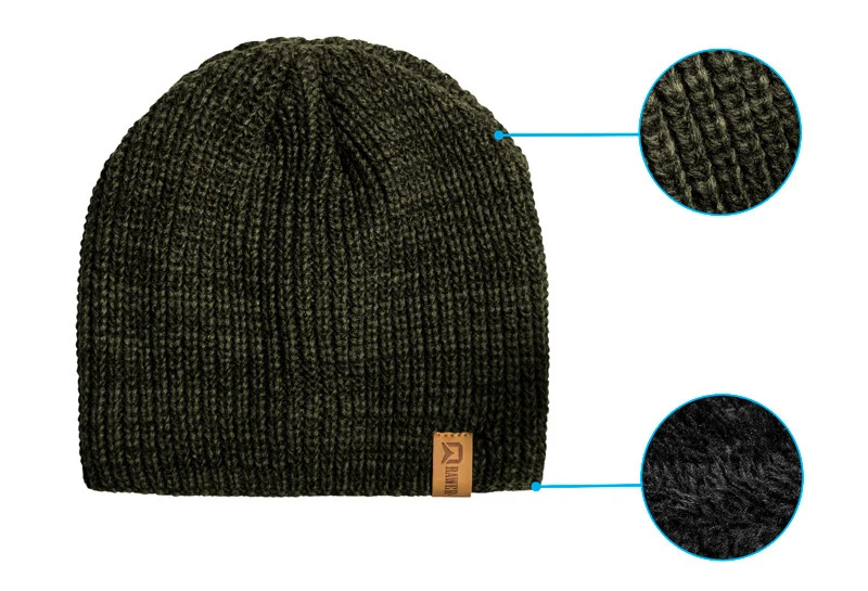 Delphin RAWER Wintermütze | Warme Strickmütze für Angler | Beanie in Olive-Grün
