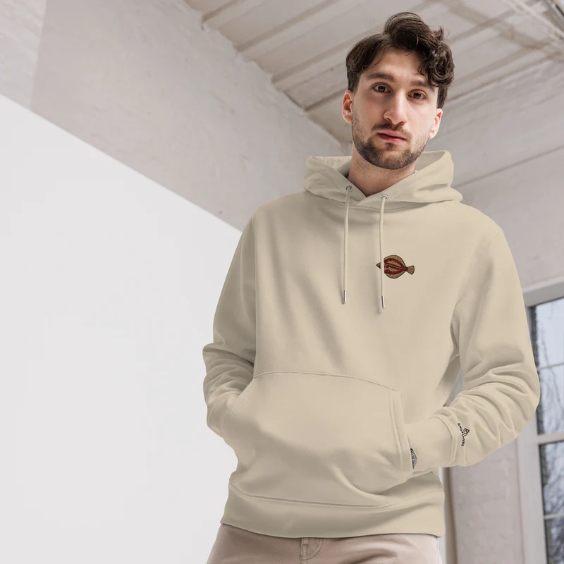 Umweltfreundlicher Unisex-Kapuzenpullover Scholle Stickerei