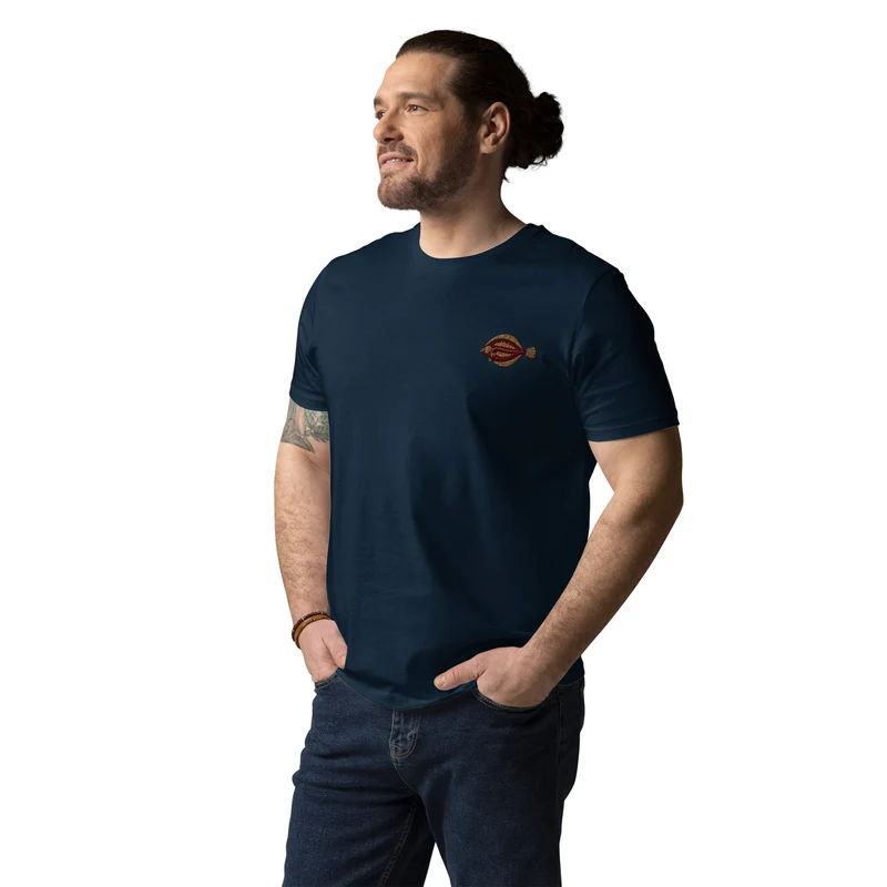 Unisex-Bio-Baumwoll-T-Shirt Scholle Stickerei