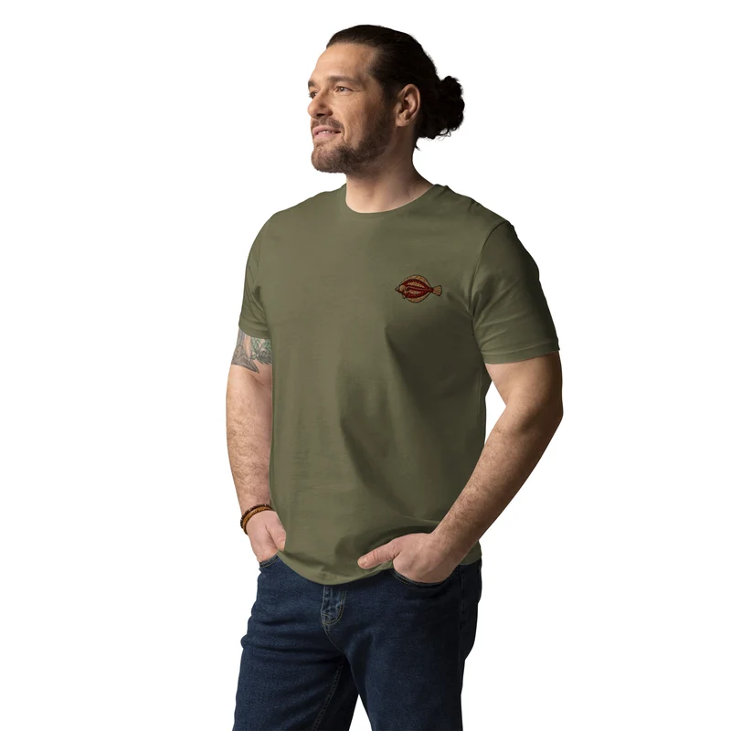 Unisex-Bio-Baumwoll-T-Shirt Scholle Stickerei